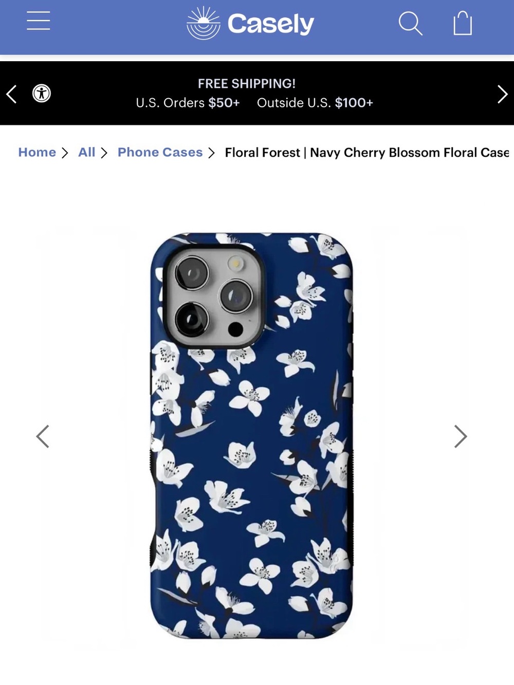 Casely Floral Forest Cherry Blossom Phone Case in Navy